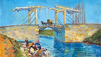 Van Gogh art wallpaper, desktop background, The Langlois Bridge at Arles with Women Washing