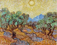 Vincent van Gogh's Olive Trees (1889) famous landscape painting. Original from the Minneapolis Institute of Art. Digitally enhanced by rawpixel.