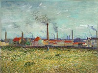 Vincent van Gogh's Factories at Clichy (1887) famous painting. Original from the Saint Louis Art Museum. Digitally enhanced by rawpixel.