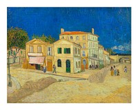 Van Gogh art print, famous painting yellow house wall decor. 