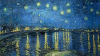 Van Gogh art wallpaper, desktop background, Starry Night Over the Rhone