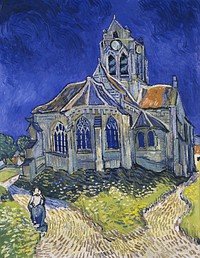 Vincent van Gogh's The Church at Auvers (1890) famous painting. Original from Wikimedia Commons. Digitally enhanced by rawpixel.