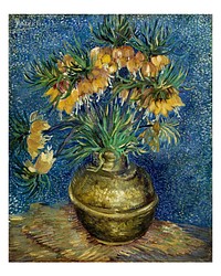 Van Gogh art print, famous painting Imperial Fritillaries in a Copper Vase  still life wall decor.