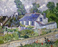 Vincent van Gogh's Houses at Auvers (1890) famous landscape painting. Original from Wikimedia Commons. Digitally enhanced by rawpixel.