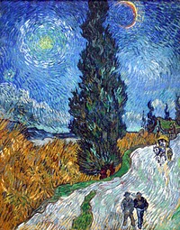 Vincent van Gogh's Road with Cypress and Star (1890) famous painting. Original from Wikimedia Commons. Digitally enhanced by rawpixel.