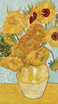 Sunflowers iPhone wallpaper, still life by Vincent van Gogh HD background