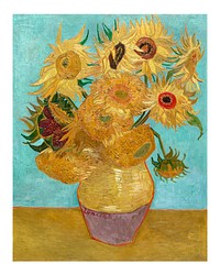 Van Gogh Sunflowers art print, famous  still life painting wall art print decor.
