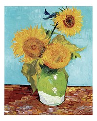 Van Gogh art print, Vase with Three Sunflowers famous still life painting wall decor.