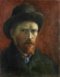 Vincent van Gogh's Self-Portrait with Dark Felt Hat (1886) famous painting. Original from Wikimedia Commons. Digitally enhanced by rawpixel.