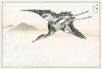 Eastern Common Crane illustration. Digitally enhanced from our own original edition of Pictorial Monograph of Birds (1885) by Numata Kashu (1838-1901).