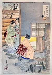 Tea Gathering (1891) print in high resolution by Ogata Gekko.