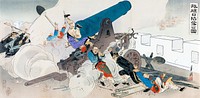 The Fall of Port Arthur during late 19th century print in high resolution by Ogata Gekko.