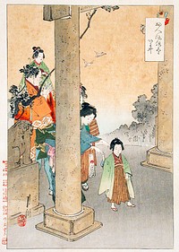 New Year's Shrine Visit (1898) print in high resolution by Ogata Gekko.