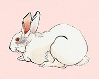 Vintage rabbit illustration psd, remixed from woodblock print artworks by Ogata Gekko