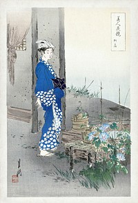 Poet Kaga no Chiyo (1887&ndash;1896) print in high resolution by Ogata Gekko.