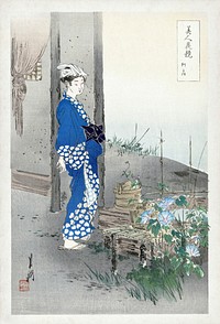 Poet Kaga no Chiyo (1887–1896) print in high resolution by Ogata Gekko.