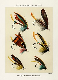 Salmon Flies.  Digitally enhanced from our own original 1892 edition of Favorite Flies and Their Histories by Mary Orvis Marbury.