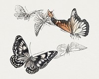 Monarch butterfly sticker, vintage illustration psd, remix from the artwork of Morimoto Toko