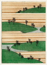 Landscape illustration. Digitally enhanced from our own original edition of Shin Bijutsukai