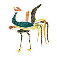 Vintage Illustration of Japanese crane