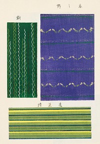 Vintage woodblock print of Japanese textile.  Digitally enhanced from our own original edition of Shima-Shima (1904) by Furuya Korin.