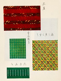 Vintage woodblock print of Japanese textile. Digitally enhanced from our own original edition of Shima-Shima (1904) by Furuya Korin.