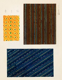 Vintage woodblock print of Japanese textile. Digitally enhanced from our own original edition of Shima-Shima (1904) by Furuya Korin.