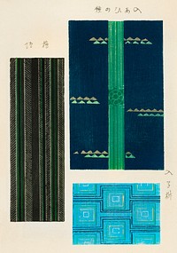 Vintage woodblock print of Japanese textile. Digitally enhanced from our own original edition of Shima-Shima (1904) by Furuya Korin.