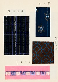 Vintage woodblock print of Japanese textile. Digitally enhanced from our own original edition of Shima-Shima (1904) by Furuya Korin.