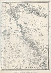 Chart of the Great Barrier Reef Area from The Great Barrier Reef of Australia (1893) by <a href="https://www.rawpixel.com/search/William%20Saville-Kent?sort=curated&amp;page=1">William Saville-Kent</a> (1845-1908). Digitally enhanced from our own original edition. 