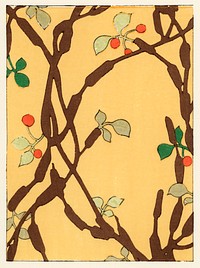 The ukiyo-e illustration from Bijyutsu Kai by Furuya Korin, from the 1900’s, a decorative art of botanical pattern. Digitally enhanced from our own original wood block print. 