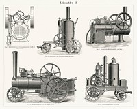 Lokomobilen 2 (1894), a beautifully detailed design of an engine train and its compartments. Digitally enhanced from the original plate. 