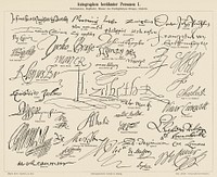 Autographs of Famous Figures 1 (1894). Digitally enhanced from our own original plate. 