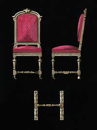 Design of an antique burgundy chair. Digitally enhanced from our own original plate. 