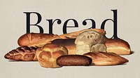 Vintage Illustration of various types of baked bread loaves.