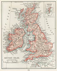 Universal Atlas of the World, A cartographic map of the British Isles. published in 1900. Digitally enhanced from our own original plate. 