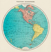 Western Hemisphere, World Atlas by <a href="https://www.rawpixel.com/search/Rand?sort=curated&amp;type=all&amp;page=1">Rand</a>, <a href="https://www.rawpixel.com/search/McNally?sort=curated&amp;type=all&amp;page=1">McNally</a> and <a href="https://www.rawpixel.com/search/Co.?sort=curated&amp;type=all&amp;page=1">Co.</a> (1908) Digitally enhanced from our own original chromolithograph. 