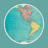 Western Hemisphere, World Atlas by <a href="https://www.rawpixel.com/search/Rand%2C%20McNally%20and%20Co.?sort=curated&amp;page=1">Rand, McNally </a><a href="https://www.rawpixel.com/search/Rand%2C%20McNally%20and%20Co.?sort=curated&amp;page=1">and</a><a href="https://www.rawpixel.com/search/Rand%2C%20McNally%20and%20Co.?sort=curated&amp;page=1"> Co.</a> (1908) Digitally enhanced by rawpixel.