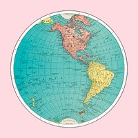 Western Hemisphere, World Atlas by <a href="https://www.rawpixel.com/search/Rand%2C%20McNally%20and%20Co.?sort=curated&amp;page=1">Rand, McNally </a><a href="https://www.rawpixel.com/search/Rand%2C%20McNally%20and%20Co.?sort=curated&amp;page=1">and</a><a href="https://www.rawpixel.com/search/Rand%2C%20McNally%20and%20Co.?sort=curated&amp;page=1"> Co.</a> (1908) Digitally enhanced by rawpixel.