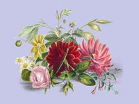 Colorful still life of flowers (1850), an arrangement of beautiful flowers. Digitally enhanced by rawpixel.