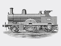 Locomotive (1891) by <a href="https://www.rawpixel.com/search/Francis%20William%20Webb?sort=curated&amp;page=1">Francis William Webb</a> (1836&ndash;1906), a beautifully detailed design of an engine train and its compartments. Digitally enhanced by rawpixel.