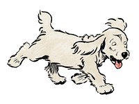 The White Puppy Book by <a href="https://www.rawpixel.com/search/Cecil%20Aldin?sort=curated&amp;page=1">Cecil Aldin</a> (1910), a white dog &lsquo;Rags&rsquo; running emotionally distressed. Digitally enhanced by rawpixel.