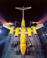 Four Engine USB Model in the 40x80 foot Wind Tunnel. Large-Scale Upper-Surface Blowing Model using JT15D Engines. Test #441, June 18th, 1974. Original from NASA. Digitally enhanced by rawpixel.