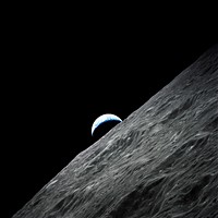 Crescent Earth rises above the lunar horizon taken during the Apollo 17 mission. Original from NASA. Digitally enhanced by rawpixel.