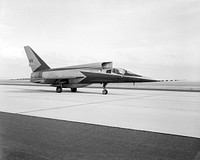 F-107A parked on the ramp at the Flight Research Center. Jan. 7, 1959. Original from NASA. Digitally enhanced by rawpixel.