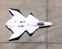 This look-down view of the X-36 Tailless Fighter Agility Research Aircraft on the ramp at NASA&rsquo;s Dryden Flight Research Center, Edwards, California, clearly shows the unusual wing and canard design of the remotely-piloted aircraft. Original from NASA . Digitally enhanced by rawpixel.
