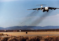 Eclipse project QF-106 and C-141A takeoff on first tethered flight December 20, 1997. Original from NASA. Digitally enhanced by rawpixel.