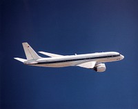 NASA's DC-8 Airborne Science platform shown against a background of a dark blue sky on February 20, 1998. Original from NASA . Digitally enhanced by rawpixel.
