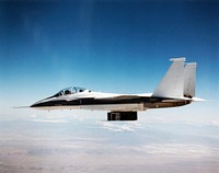In-flight photo of the NASA F-15B used in tests of the X-33 Thermal Protection System (TPS) materials. Original from NASA. Digitally enhanced by rawpixel.