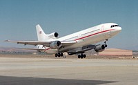 X-34 mated to modified L-1011 during takeoff on first captive carry flight. Original from NASA. Digitally enhanced by rawpixel.